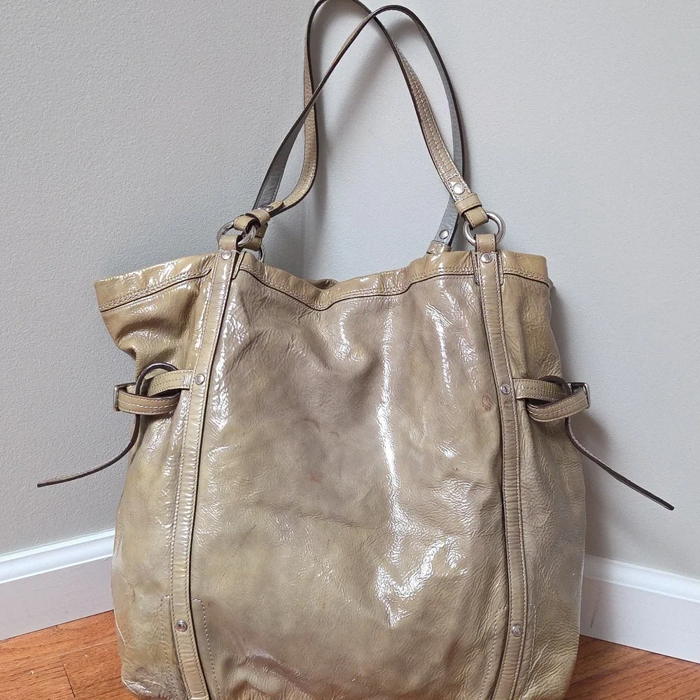 Coach Audrey 17036 Patent Leather Slouchy Tote Bag Distressed